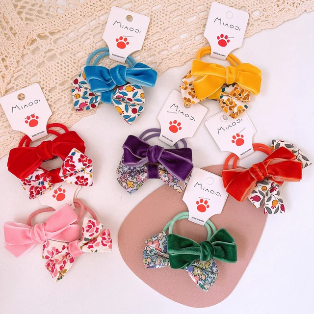 Ensemble de bandes de cheveux élastiques en velours Kawaii pour bébé fille,  nœuds College fleurs et papillons, cordes en caoutchouc tressées souples  pour enfants, mignon, 2 pièces - AliExpress