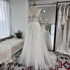 Mryarce Sexy Plunging Neck Sleeveless Embroidery Lace Beaded Wedding Dresses Tulle A Line Bridal Gowns 3