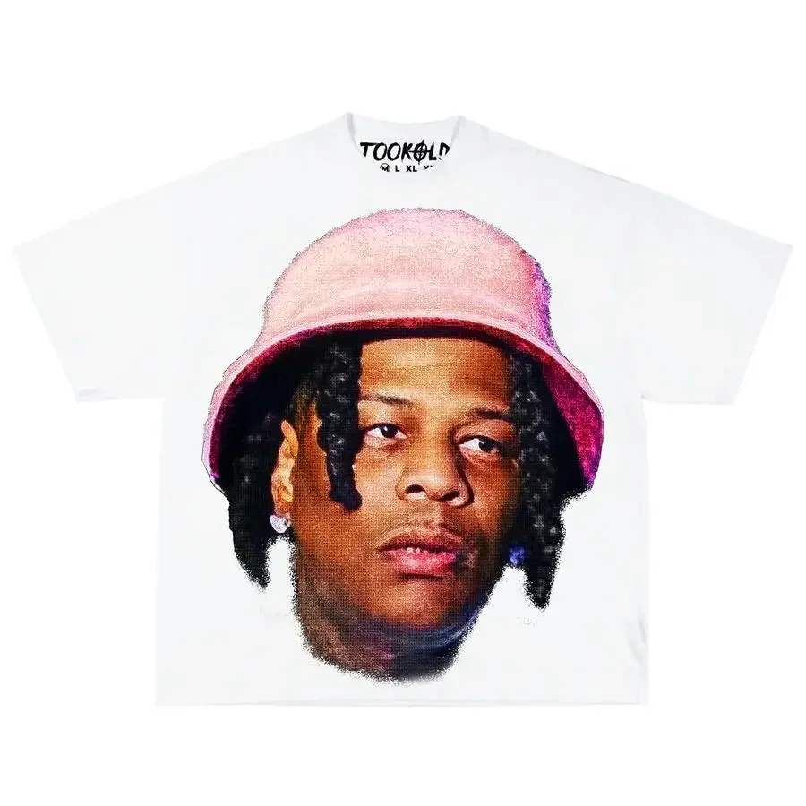 thumbnail image 1 of Camisetas de estilo hip hop con estampado de retrato de cabeza grande de moda Harajuku para mujer, camisetas de manga corta de gran tamaño con diseño INS Sense, camisetas estilo callejero americano Y2, 1 of 5