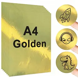 Clear Printable Vinyl Sticker Paper - A4 Inkjet DIY Self - Adhesive Sheets (Gold)