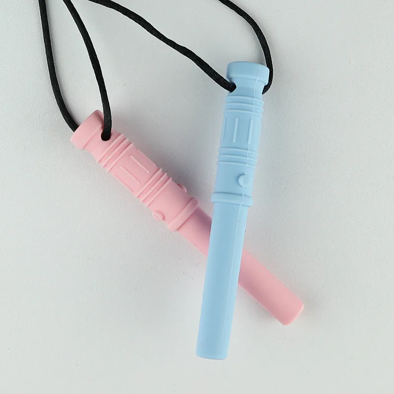 1Pcs Newborn Sensory Chew Necklace Chewy Kids Silicone Biting Teethers Toy Silicone Teether for Children With Autism Accessories 4