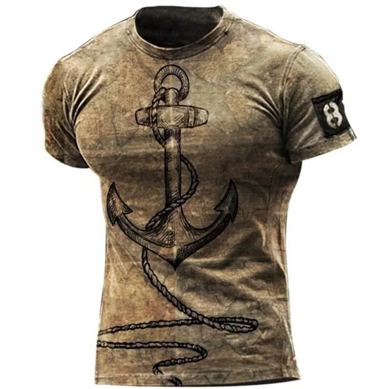 

Nautical Anchor 3D Printed T-shirt Oversize Men Women Vintage Short Sleeve Casual Tees Summer All-match O-neck Streetwear Unisex