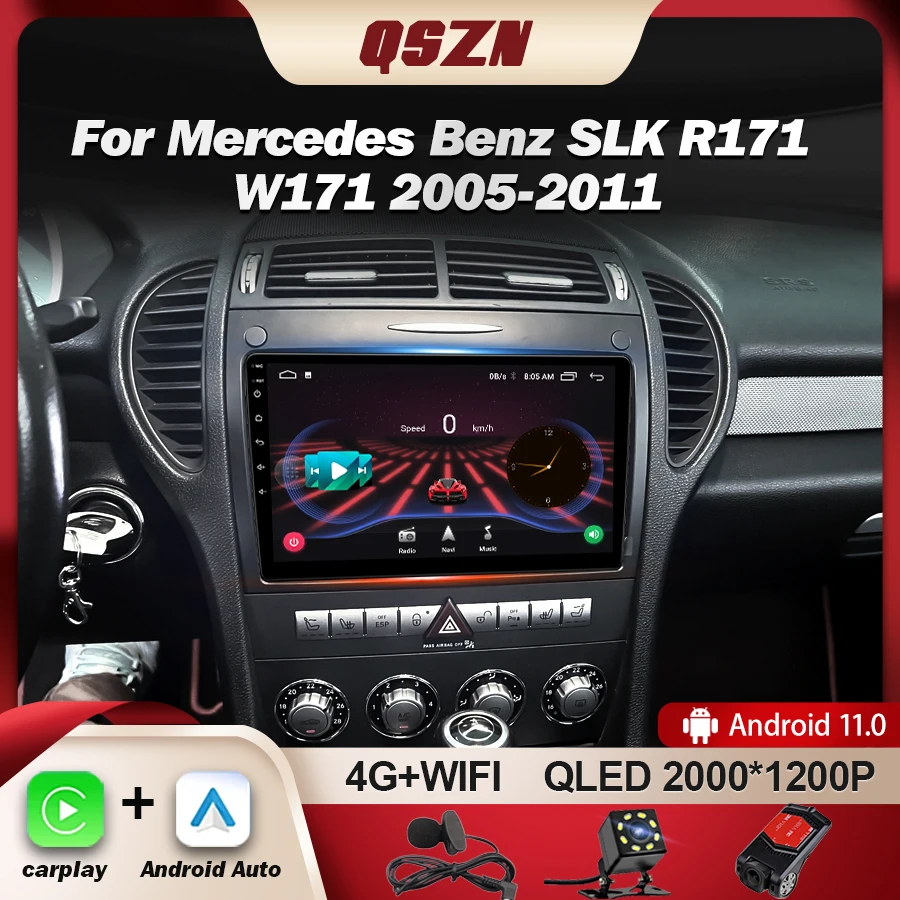 

QSZN For Mercedes Benz SLK R171 W171 2005-2011 Car Radio Stereo Multimedia Navigation GPS Carplay Video DSP RDS WIFI DVD Player