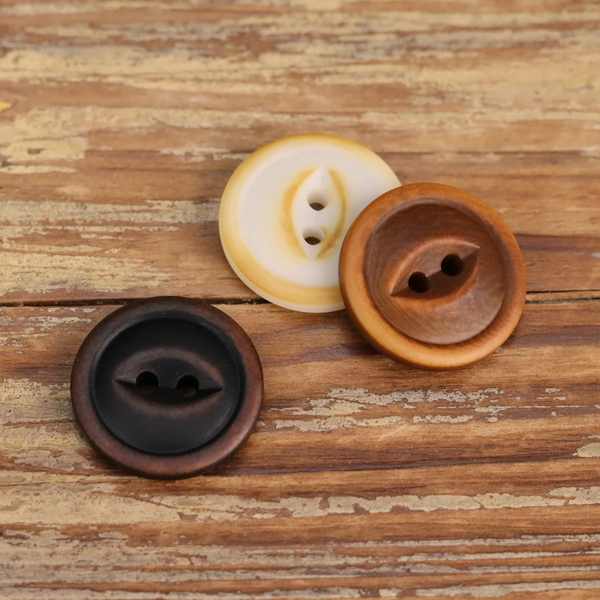 6pcs Matte 2025 New Corozo Buttons Reddish Brown White Black Scorched Fish Eye Sewing A 2