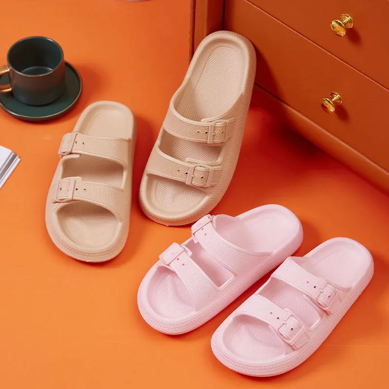 Two Strap Cloud Buckle Women Slides - true deals club