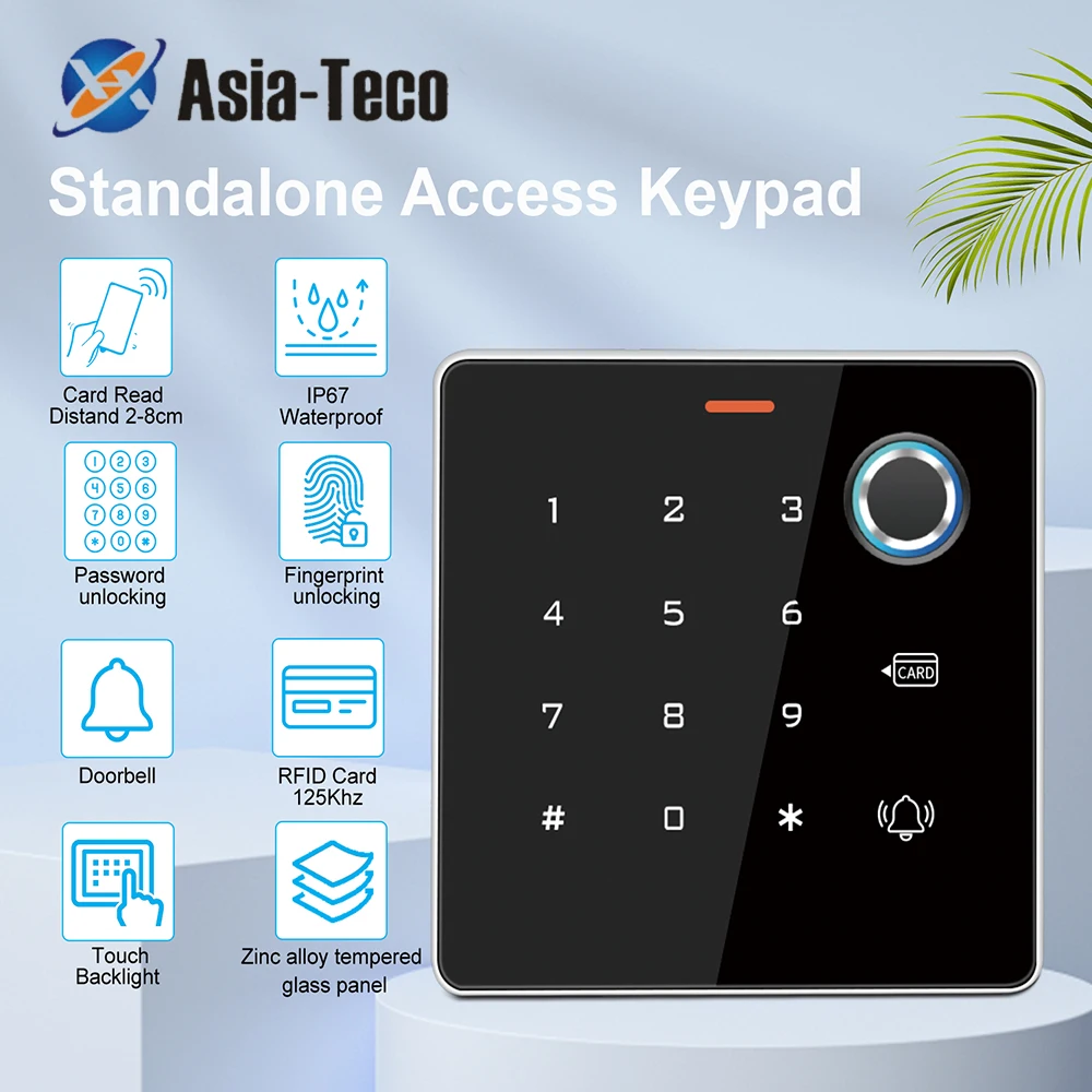 Waterproof Access Control Elegant Metal Keypad RFID Card 125Khz Backlight Keyboard Standalone controller Door Relay Lock Opener Access Control Keypad