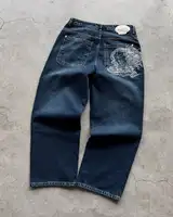 Jean homme femme visage broderie mince droit Denim coton extensible décontracté Streetwear Style Vintage usage quotidien plusieurs tailles 1
