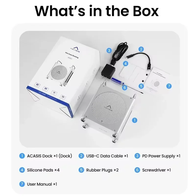 Acasis USB-C 40Gbps 도킹 스테이션 및 듀얼 베이 M.2 NVME 슬롯 16TB DP 144HZ TF/SD 4.0 PD 30W Mac Mini M4/Pro용 8-in-1