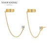 YUXINTOME 1 PC 925 en argent Sterling aiguille d'oreille coloré Zircon chaîne gland boucles d'oreilles pour les femmes deux trous boucle d'oreille bijoux A45