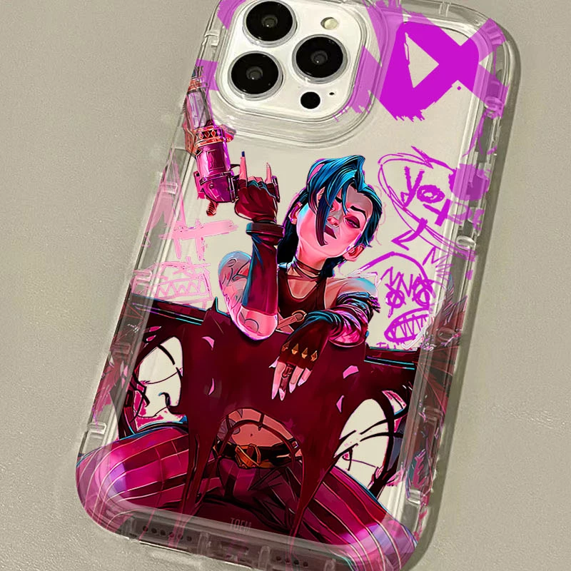 Shockproof Clear Silicone Back Cover with Game Arcane Jinx Design