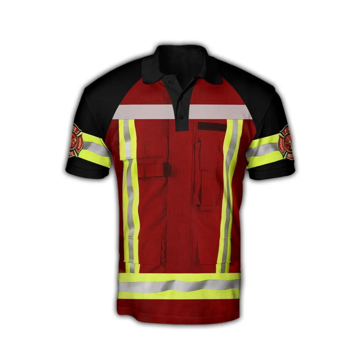Personalisierter Name Brave Firefighter 3D-gedrucktes Herren-Poloshirt Sommer Kurzarm-T-Shirt Street Casual POLO-Shirt Tops WK10 – Detail 24