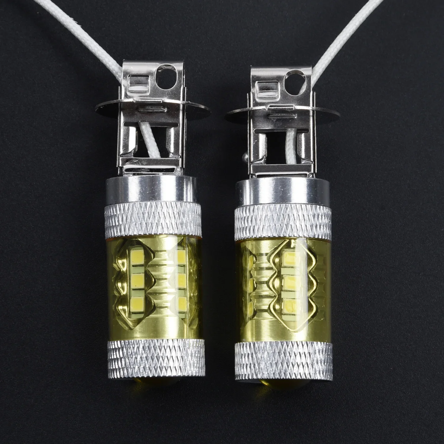LED 자동차 안개등 전구 노란색 고출력 트럭 자동차 액세서리, 12-24V H3 80W 16 SMD, 2 개