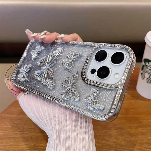 Sparkling 3D Butterfly Shiny Bling Rhinestone Case