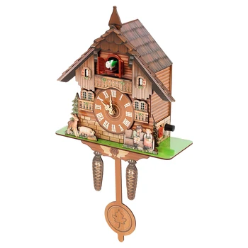 Vintage Cuckoo Wall Clock with Bird Chime, Nordic Decor Wooden Wall Clock, Hanging Wall Clock Decoration 25*10*50cm 1