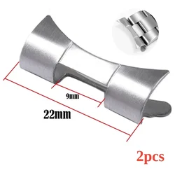 Curved End Link Stainless Steel Watch Bracelet Connectors - Set of 2 (22mm)