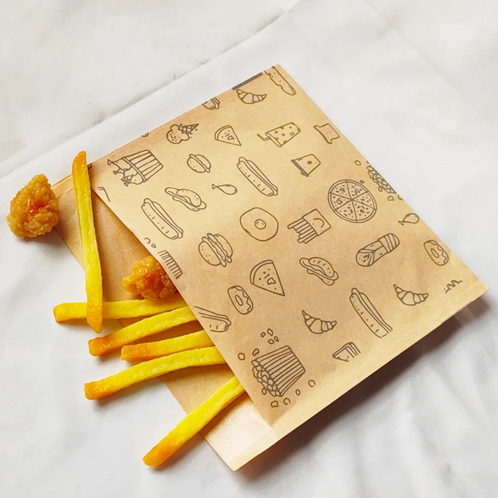 50pcs Disposable Greaseproof Paper Sandwich Bags Water-proof Anti-stick Food Packaging Bag DIY Oil-proof