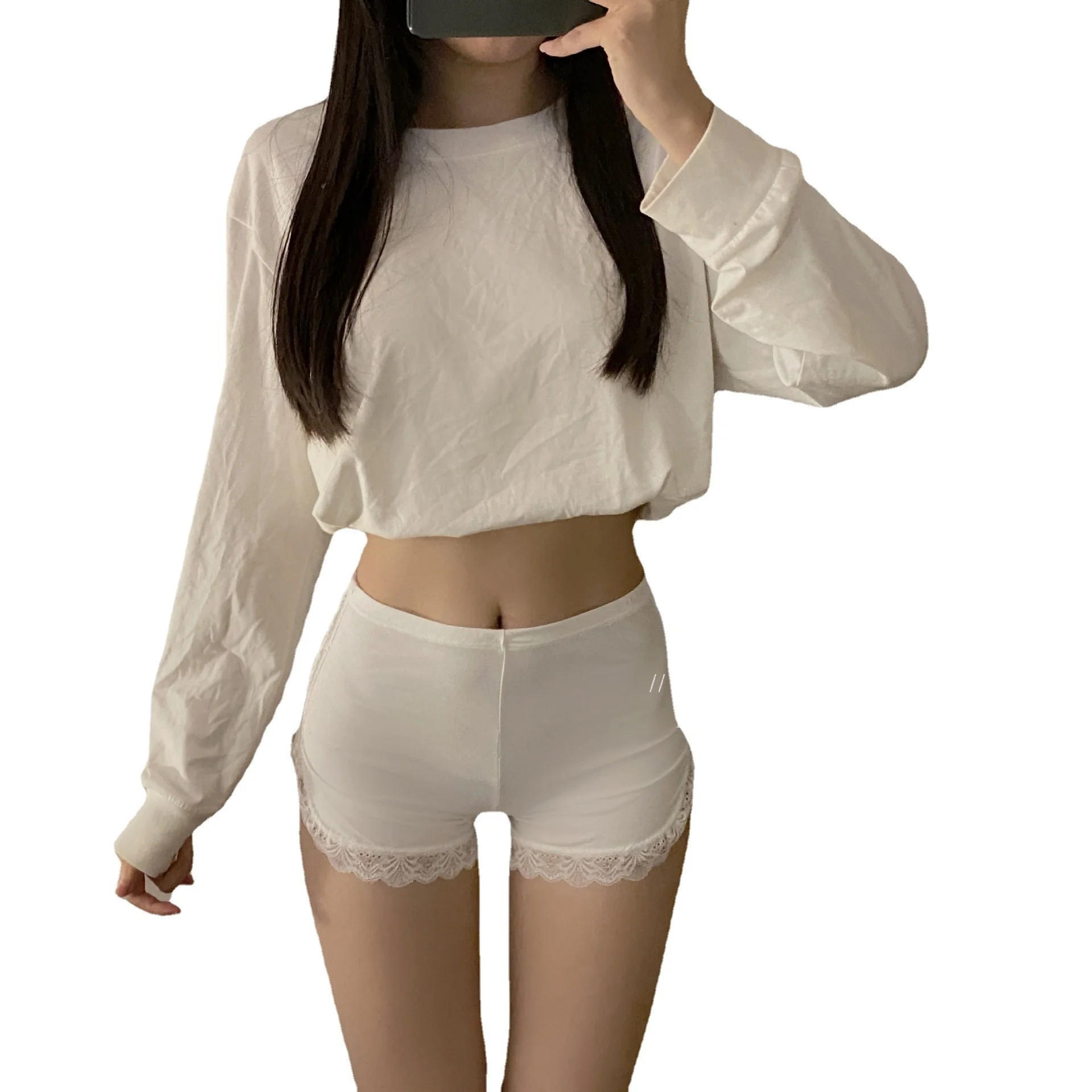 Summer Thin Lace Shorts Traceless Sexy Underwear Women Sports Seamless Briefs Fitness Hip Lifting Ice Silk Safety Pants
