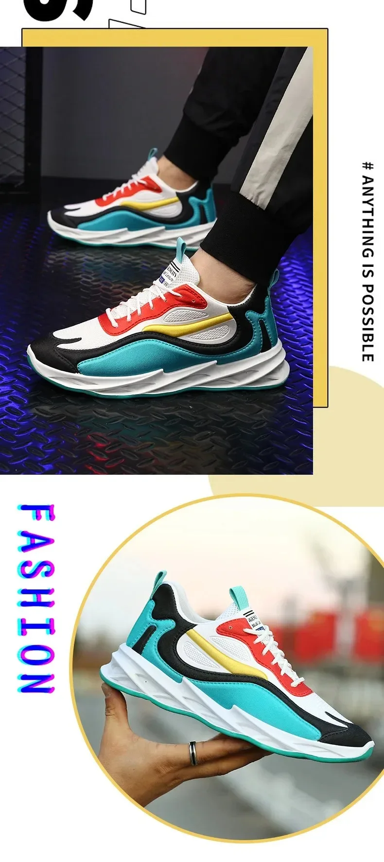 summer men's breathable fabric sports shoes with thick sole, casual Korean style sneakers for comfort and trendy looks.45