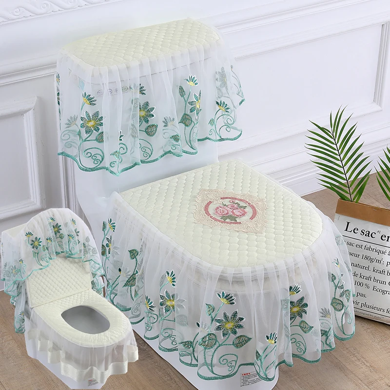 Universal Washable Toilet Cover, Plush Toilet Cushion, Three Piece Set, Thickened, Zipper Mat, Urinal Protective Cover
