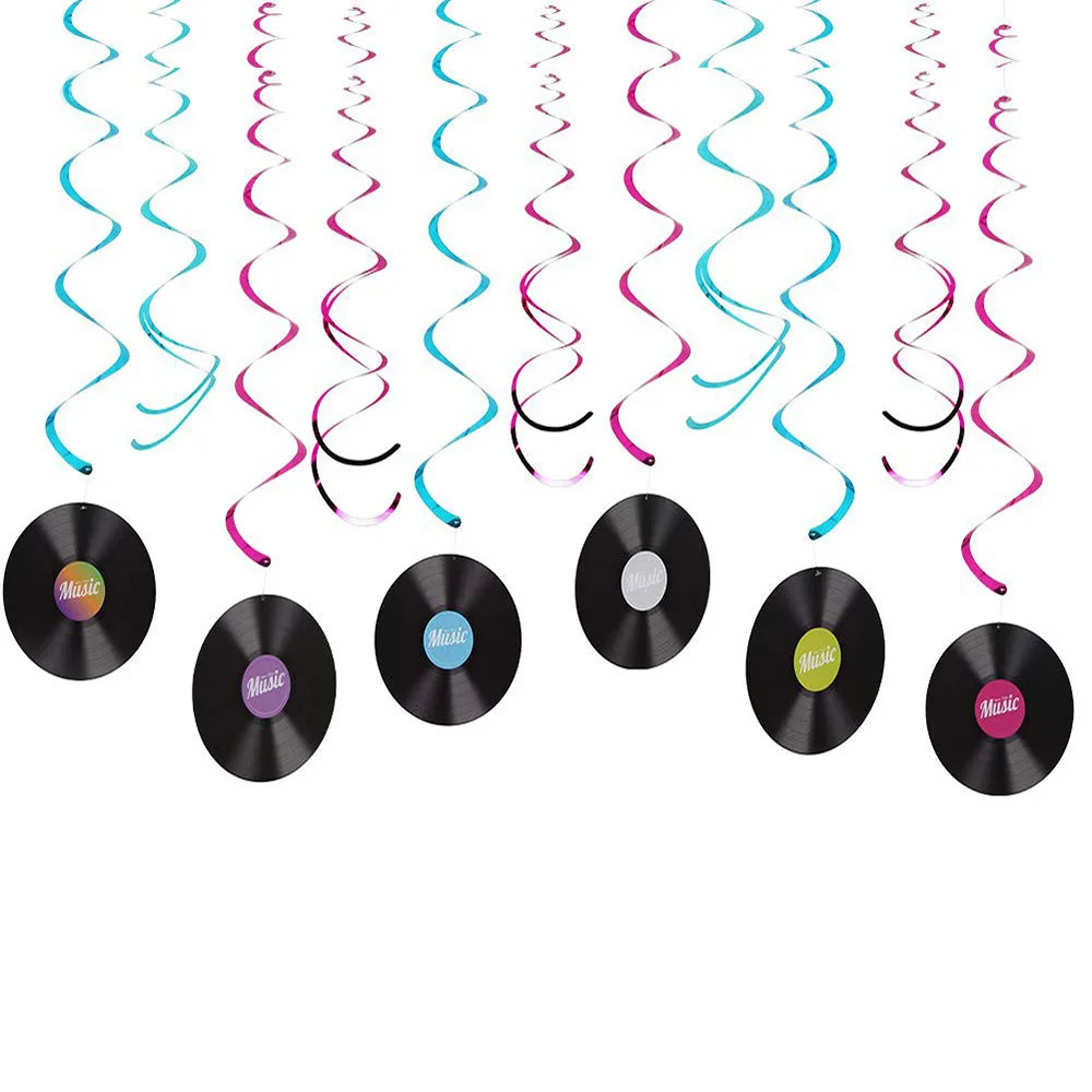 Vintage Records Rock and Roll Music Party Background Wall Decoration 80s 90s Birthday Party Disco Music Party Decor Supplies