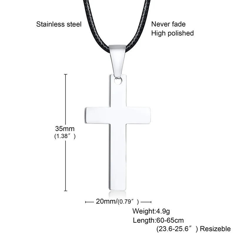 Collana Unisex Con Piccola Croce In Acciaio Inox Nero E Argento - Catena Inclusa