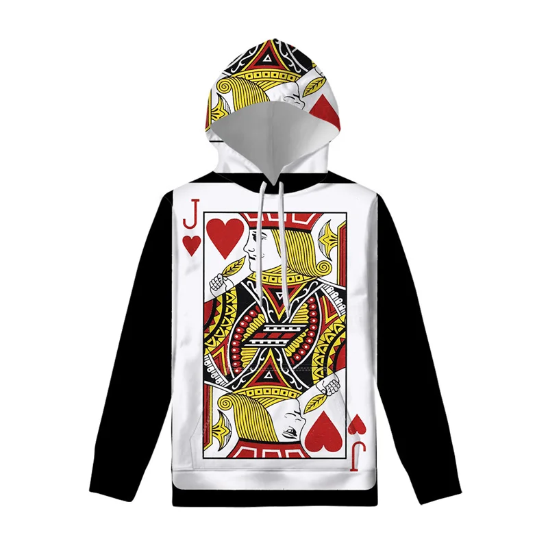 thumbnail image 1 of Sudadera con capucha con estampado 3D de naipes creativos para hombre, sudadera con estampado de póquer con personalidad, sudadera informal para primavera y otoño, 1 of 4