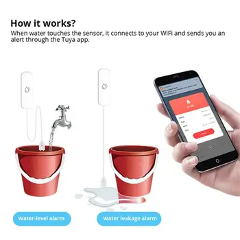 Tuya WiFi Smart Water Level Sensor Water Leak Detector Water Level Alarm Smart Life APP Control Smart Home Security Protection 1