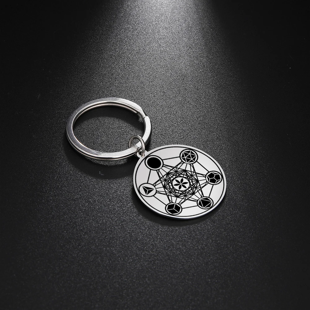 Dawapara Erzengel Siegel Talisman Schlüsselanhänger Metatron Hexerei Dreifachmond Pentagramm Anhänger Edelstahl Schmuck – Detail 6