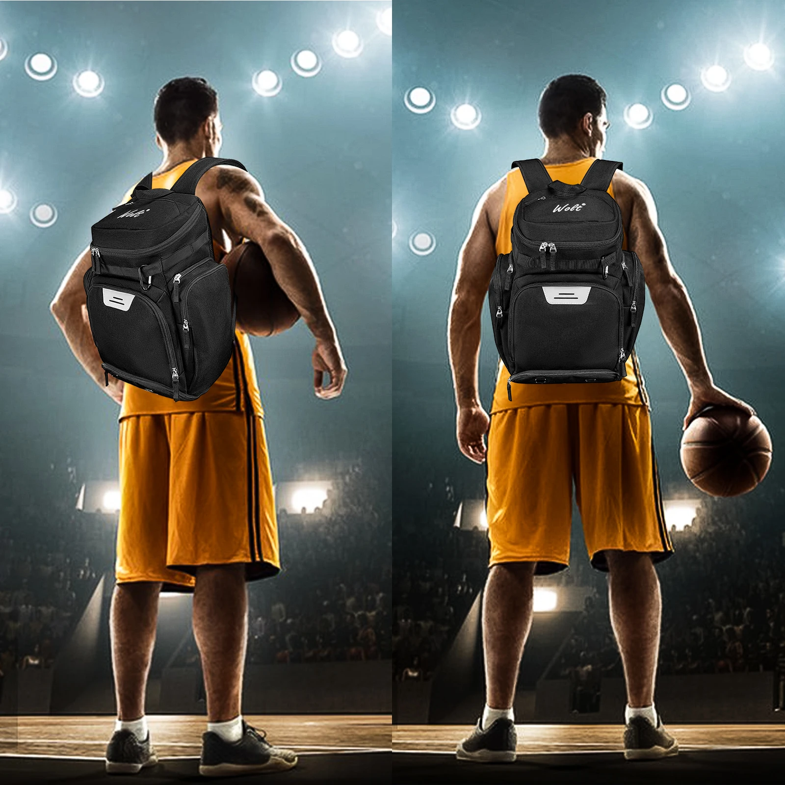 Wolt Basketball Backpack Bag with Separate Ball Compartment and