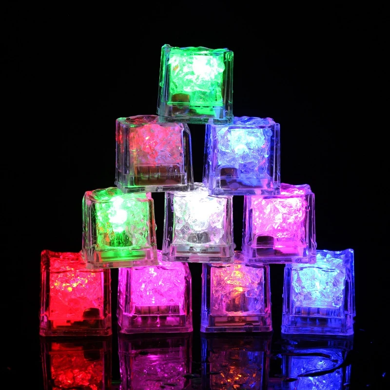 

12Pcs Bar KTV Luminous Ice Square Luminous Toy LED Colorful Ice Square Water Sensor Luminous