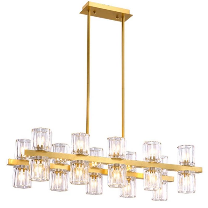 

Modern Lustre Crystal Copper Chandeliers Home Decor Lighting Gold Diningroom Led Hanging Lamp Home Hotel Villa Suspension Lumin