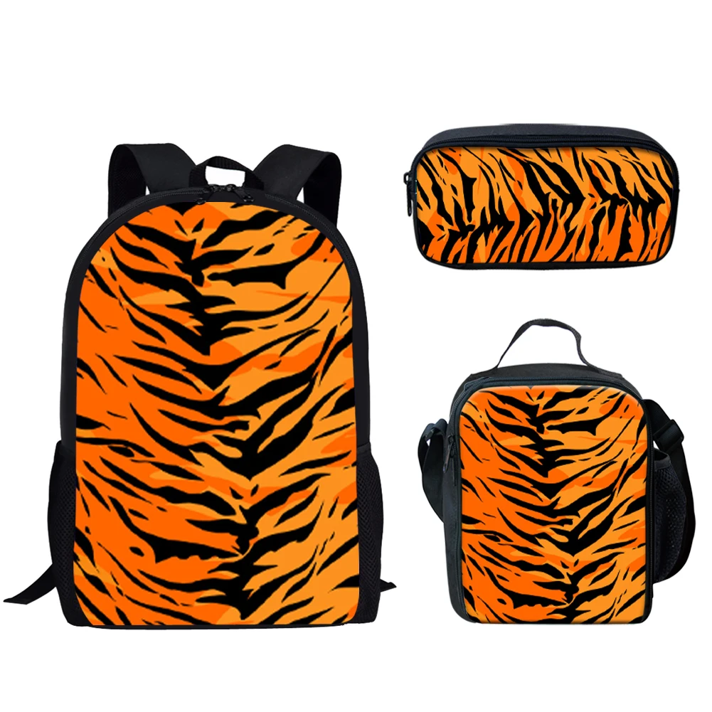 Belidome Tiger Stripes Design 3Pcs School Bags Set for Teen Boys Girls Schoolbag Backpack for Students Bookbag Mochila Infantil