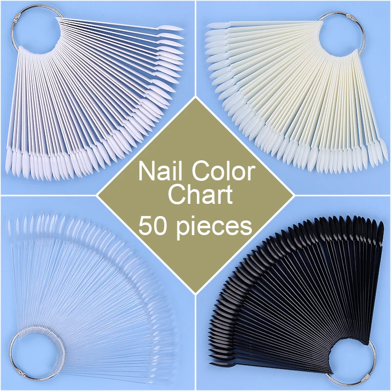 50pcs Nail Gel Polish Color Display Chart False Nails Tips Showing Card Shelf Clear White Nail Art Varnish Showing Chart Tools
