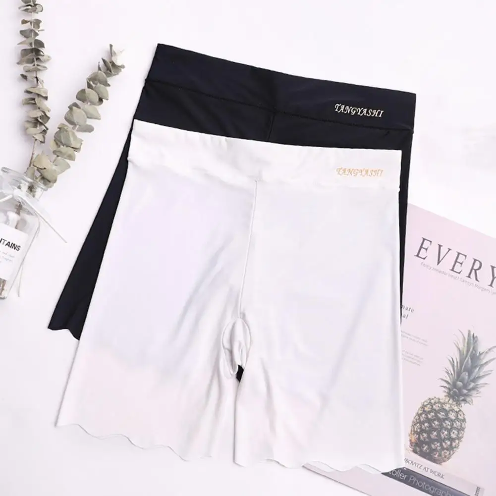 Boxer Shorts Slim Fit Solid Color Stretchy Flat Angle High Waist Privacy Protection Thin Long Leg Seamless Boyshorts Daily Garme High Waist Shorts High Waist Panties High Waist Underwear Seamless Panties