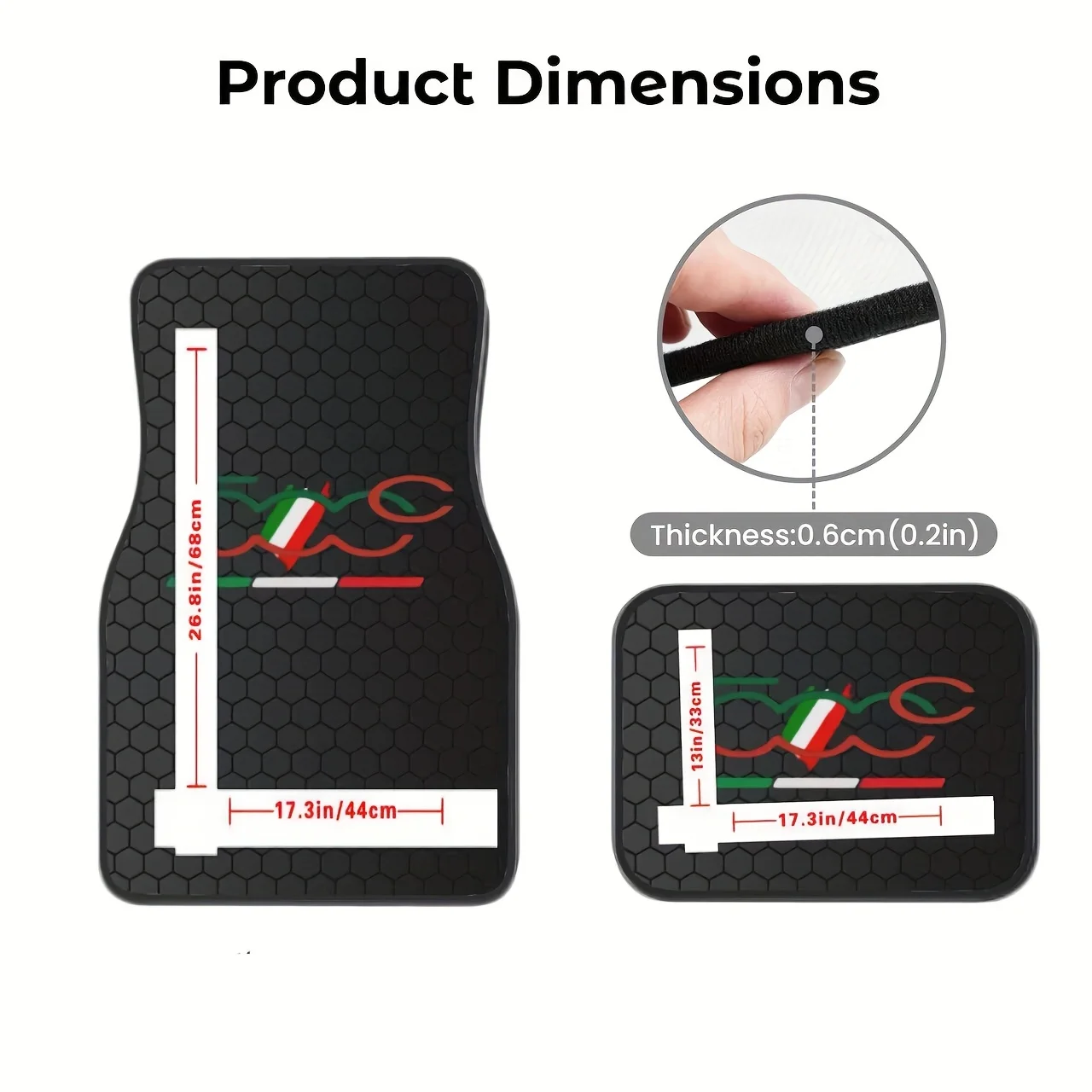 Set di quattro tappetini geometrici in stile italiano adatti per FIAT 500C | Poliestere resistente di tipo universale, elegante e autoportante - Image 3