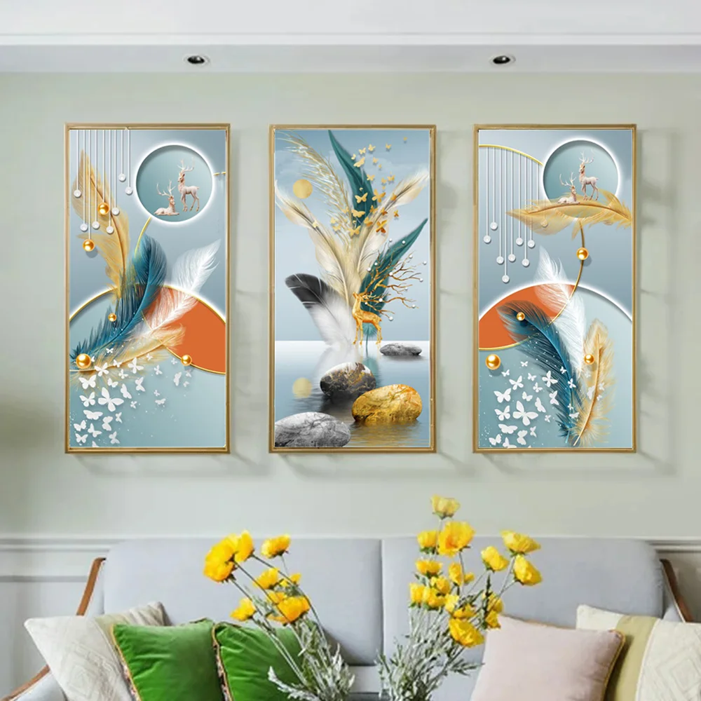 Simple and Modern Abstract Feather Diamond Painting ,5D DIY Full Drill  Square Round Diamond Painting Kit,diamond Home Decor 