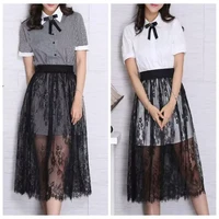 Jupon en dentelle florale anti-transparence pour Cheongsam, jupon en maille taille haute, doublure de robe streetwear pour femme 2