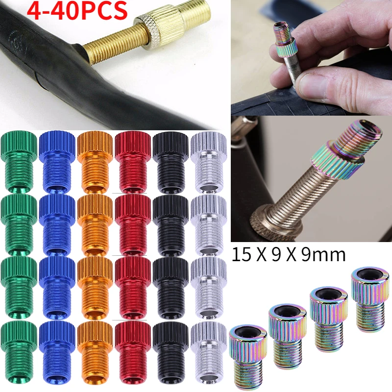 Bicycle Valve Adapter Bicycle Valve Accessories Bicycle Valve Tool 4-40pcs Alloy Presta Tire Valve Adapter Road Bike French Air Valve Convert to US Pump