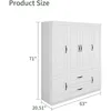 71" H Closet with Doors White Wooden Armoire Wardrobe Closet Freestanding Clothes Storage Closet Bedroom Armoires Wood Wardrobe 2