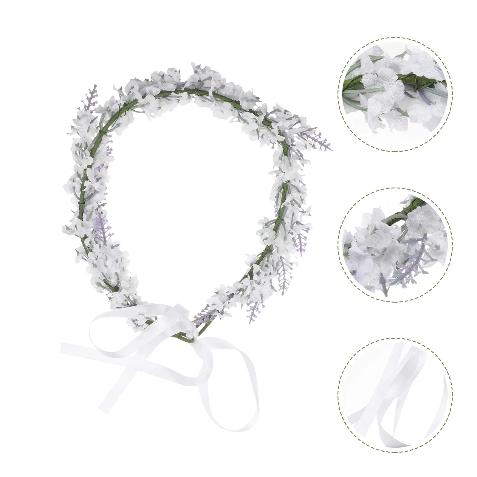 

Accessories for Prom Flower Crown Wreath Hair Ring Real Looking Artificial Flowers Yezzy White