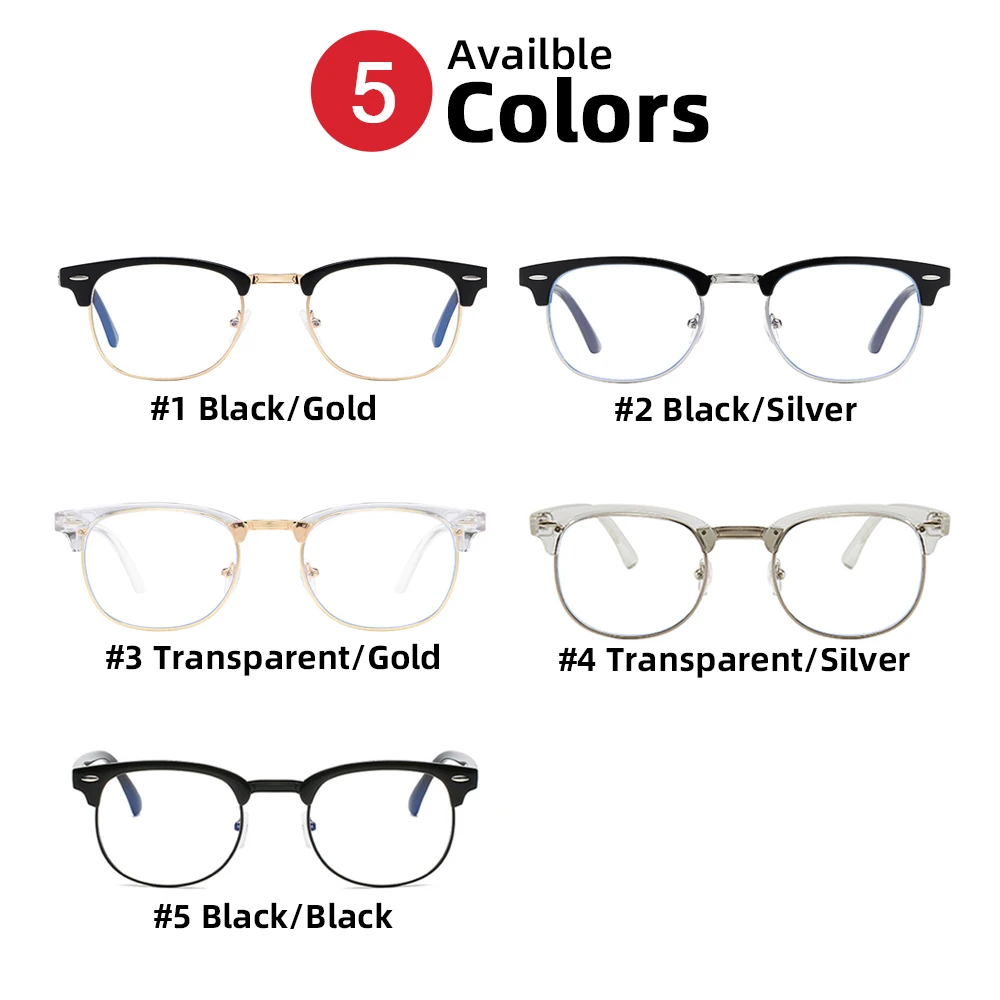  - VIVIBEE Classic Semi Rimless Anti Blue Light Blocking Glasses Men Square Ray Filter Eyeglasses Frames Computer Women Goggles