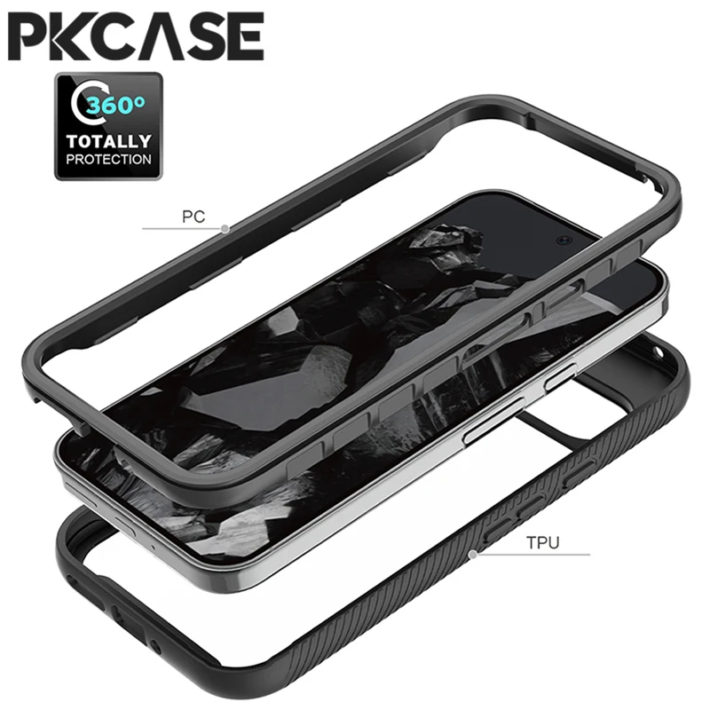 PKCASE 3-in-1 Transparent Hybrid Armor Shockproof Protective Case