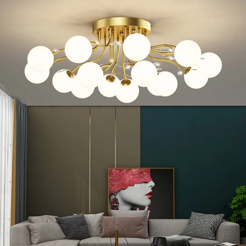 Nordic Glass Ball Ceiling Chandelier Gold for Living Dining Room Bedroom Decor Pendant Lamp Home Indoor Lighting Fixture ceiling chandelier