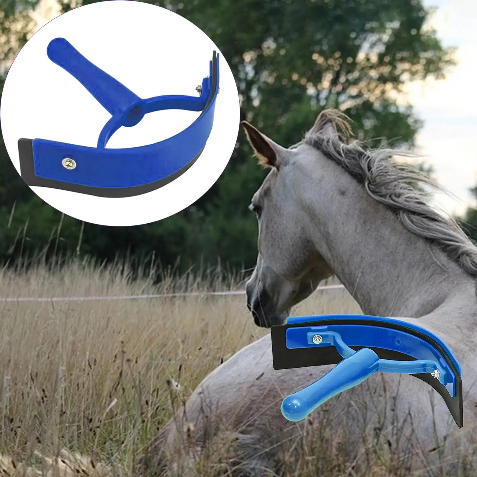 Portable Horse Sweat Scraper Grooming Shaving Cleaning Horse Mane and Tail Brushes with Handle Equine Care Tool Accessories 2