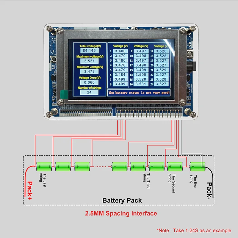 4S 6S 8S 24S Battery volatge tester 12V 24V 48V 60V Lithium/Lifepo4 battery volt