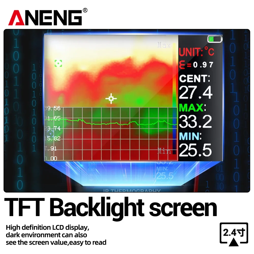 ANENG AR02 2 in1 멀티미터 열화상 카메라 적외선 온도계 240×240 IR 해상도 96×96 IR 센서-20 ° C150 ° C 온도