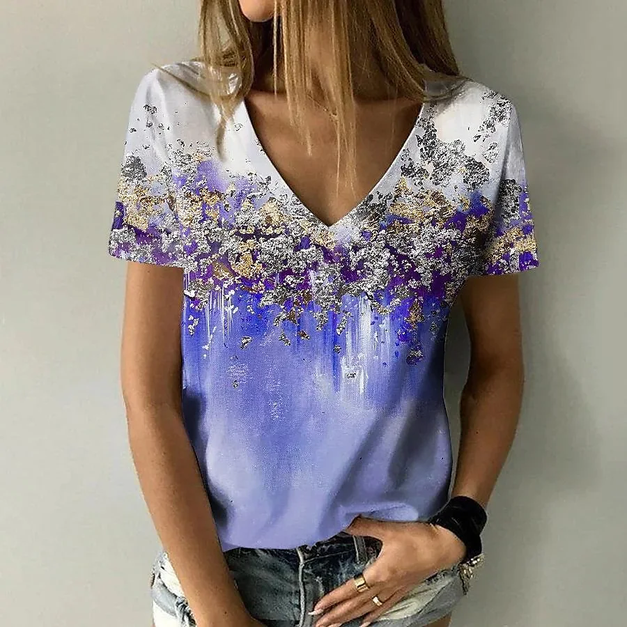 

Women's T-shirt Floral Art Print Girls Clothing 3D Oversized Classic Short Sleeve Tops Female Fashion Casual Streetwear