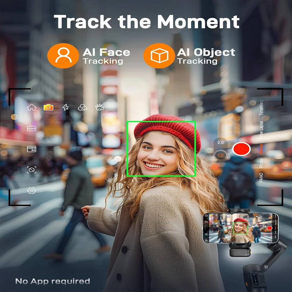 Hohem iSteady V3 3-Axis AI Face Tracking Gimbal Stabilizer Handheld for Smartphone with 3rd gear Fill Light for iPhone Android gimbal stabilizer