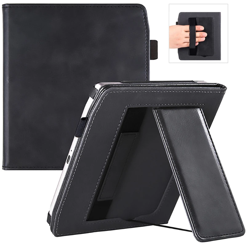 

Stand Case For 7" Pocketbook Era e-Reader 2022 Release PB700- PU Leather Protective Cover with Hand Strap/Auto Sleep Wake