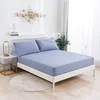 Soft Skin-friendly Fitted Sheet Set Solid Color Single Double Bed Sheet and Pillowcases Elastic Band Bedsheet Mattress Cover 1